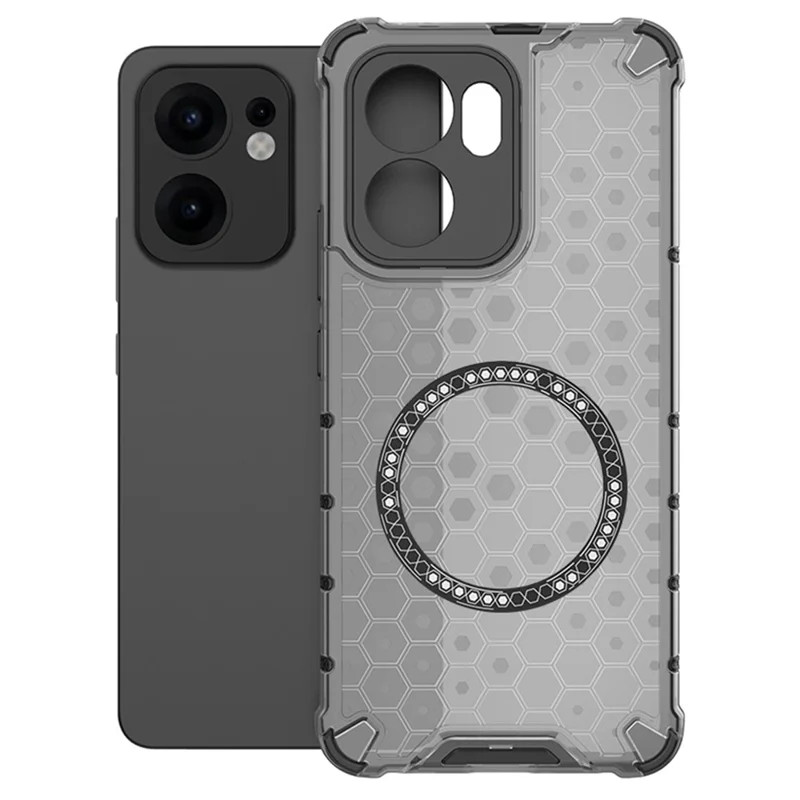 Husa protectie Oppo Reno13 F, Honeycomb Magsafe, colturi ranforsate, gri