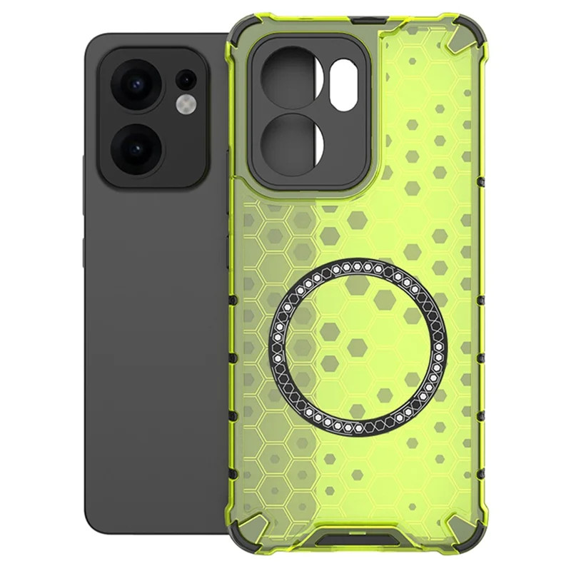 Husa protectie Oppo Reno13 F, Honeycomb Magsafe, colturi ranforsate, verde