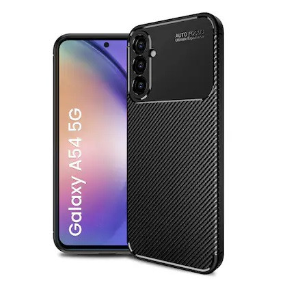 Husa Carbon Fiber pentru Samsung Galaxy A54 5G, aspect carbon, neagra