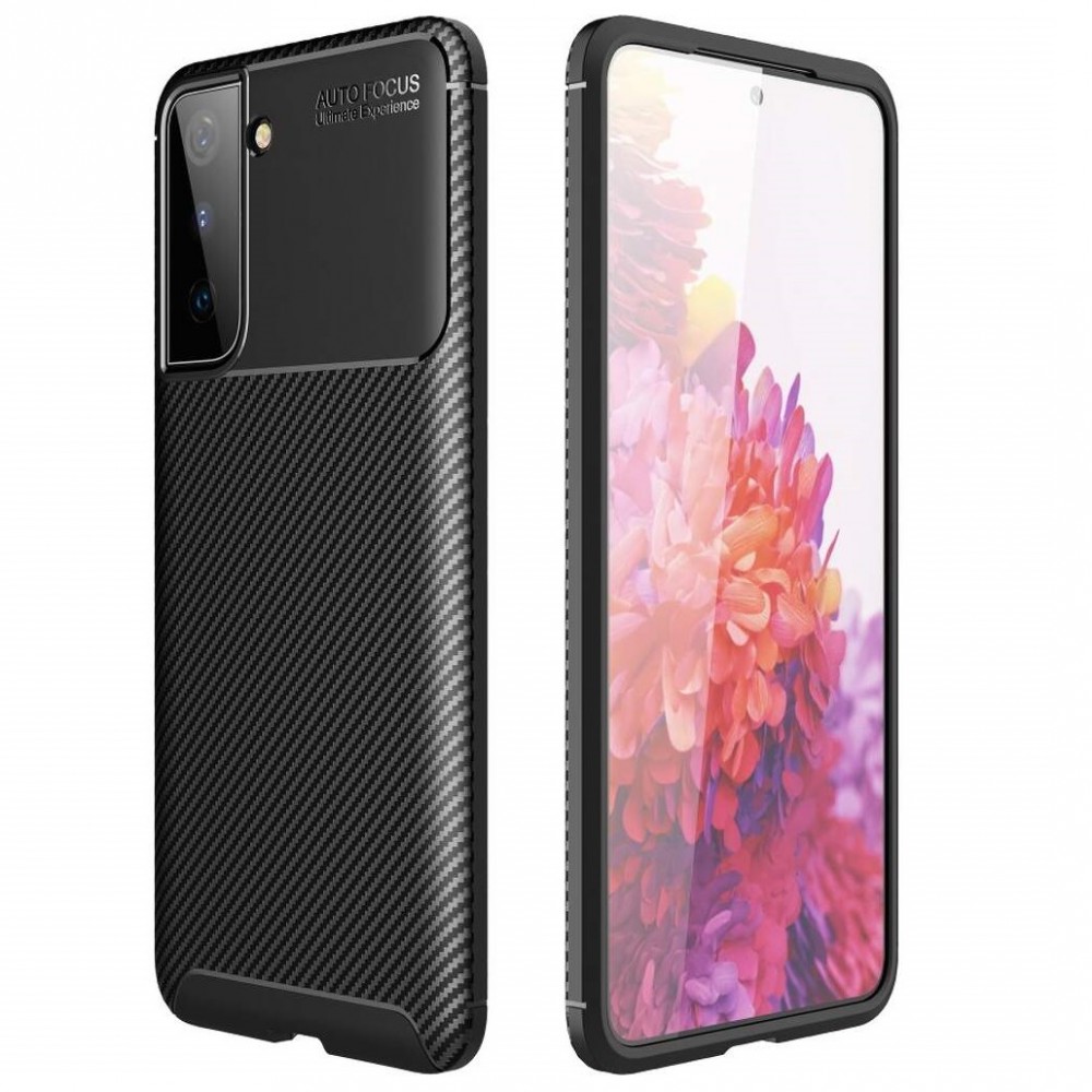 Husa Samsung Galaxy S23 Plus, Carbon Fiber, textura cu aspect carbon, neagra