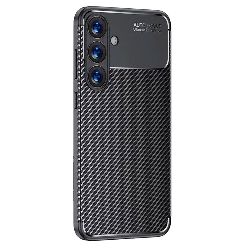 Husa Carbon Fiber pentru Samsung Galaxy S25, aspect carbon, neagra