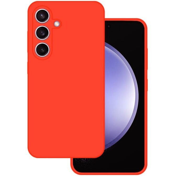 Husa Samsung Galaxy A16 5G, Luxury Silicone, protectie camera, catifea in interior, portocaliu neon