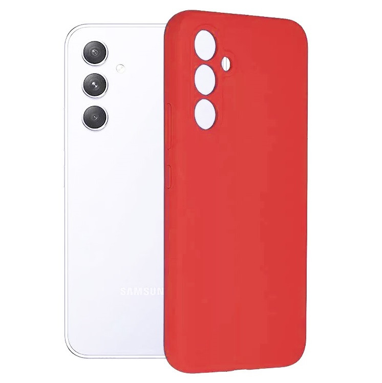 Husa Samsung Galaxy A26, Luxury Silicone, protectie camera, catifea in interior, rosie