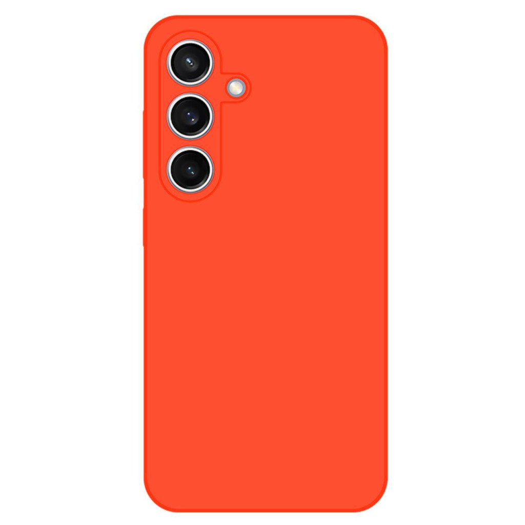 Husa Samsung Galaxy A56, Luxury Silicone, protectie camera, catifea in interior, portocaliu neon