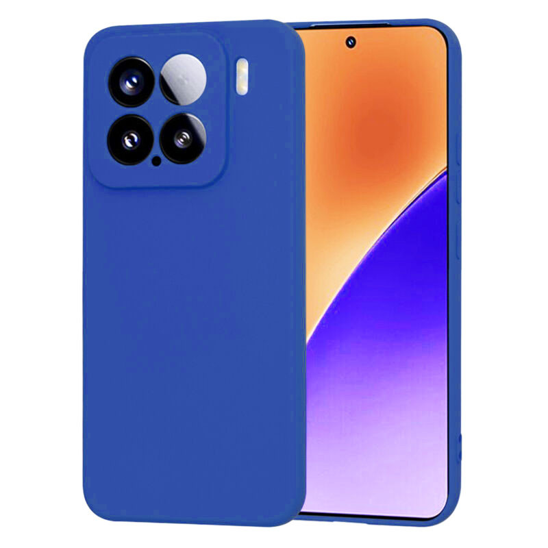Husa protectie Xiaomi 15, Luxury Silicone, protectie camera, catifea in interior, navy blue