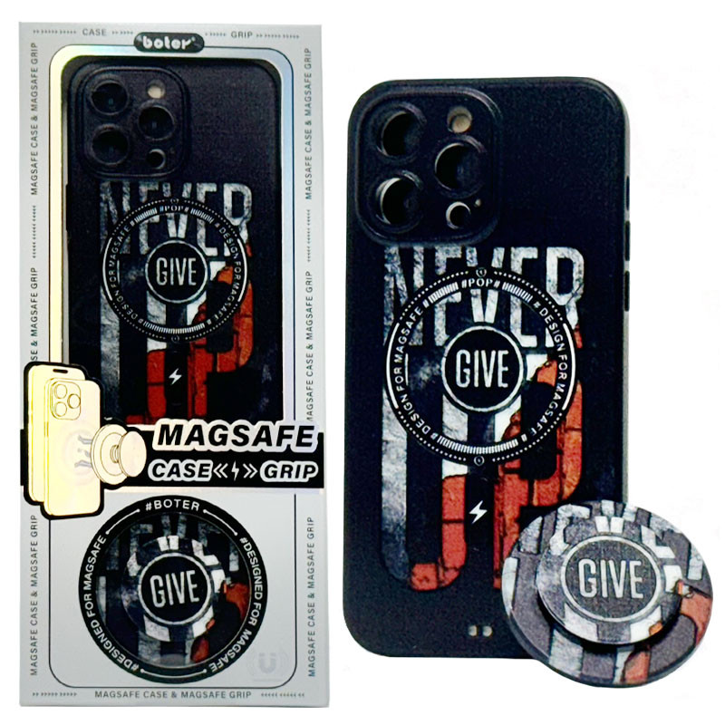 Husa Apple iPhone 13 Pro, Boter Magsafe + MagPopsocket, Never Give Up