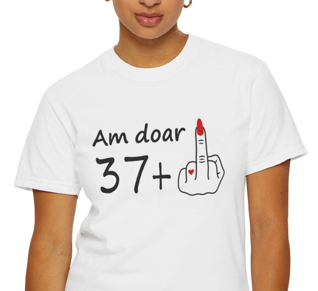 Tricou personalizat alb, unisex, varsta ta +, modal, diverse marimi