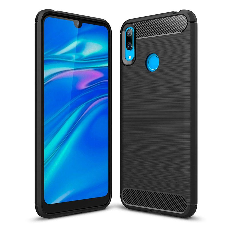 Husa de protectie Carbon Stripe pentru Huawei Y9 2019, silicon moale, negru