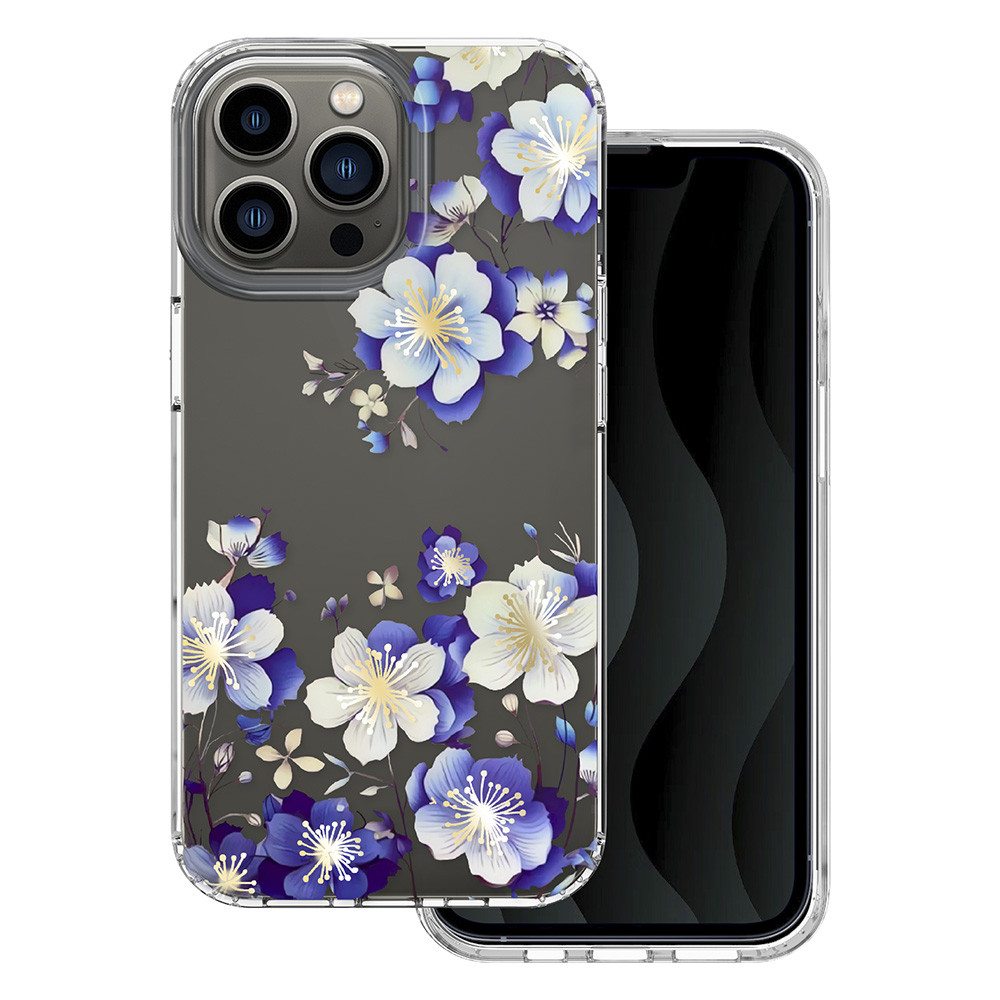 Husa Apple iPhone 13 Pro, IMD Print Case, TPU flexibil, transparent, Floral