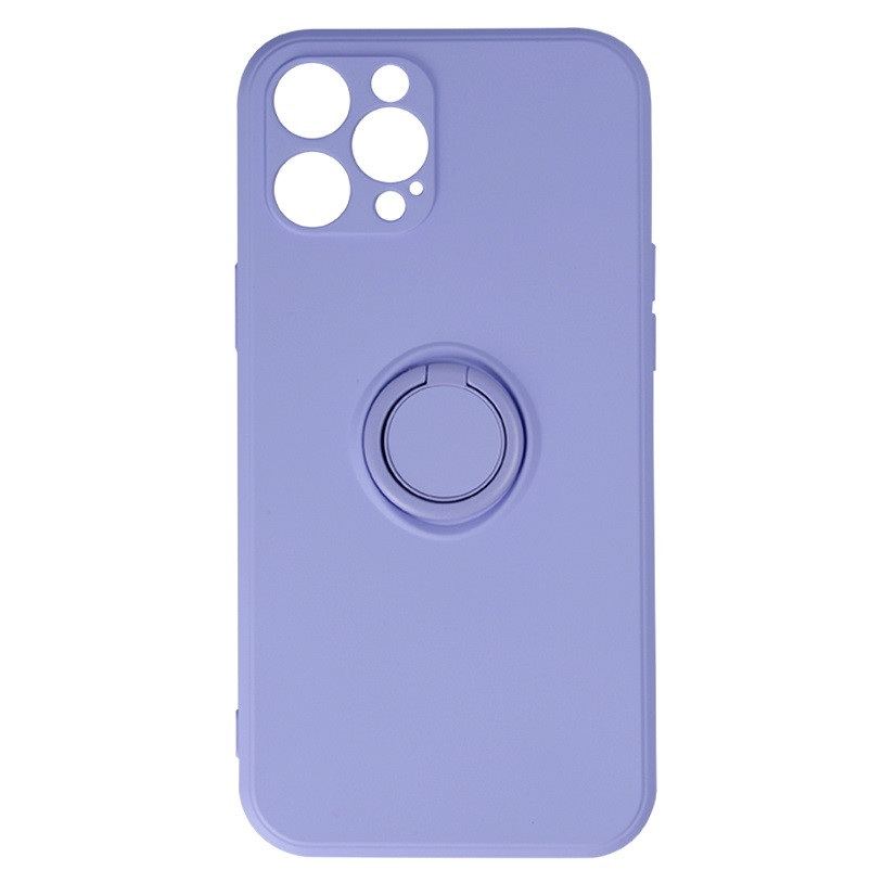Husa Apple iPhone 16, Ring Silicone, suport sustinere rotativ, catifea in interior, mov