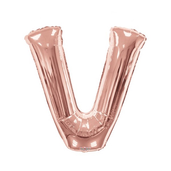 Balon din folie metalizata, 35 cm, rose gold, litera V