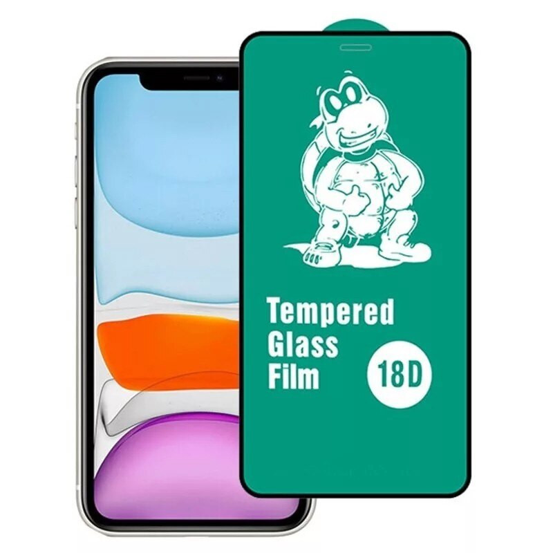 Folie de sticla Full Glue 18D pentru iPhone 11 / iPhone XR, margini in relief, negre
