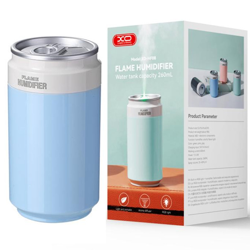 Umidificator casa/auto XO HF08, aspect doza suc, 260 ml, albastru