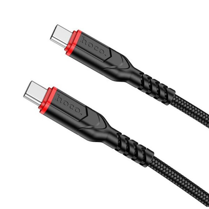Cablu de date si incarcare Hoco X59, Type-C to Type-C, PD60W/3A, cablu impletit, 1 metru, rosu
