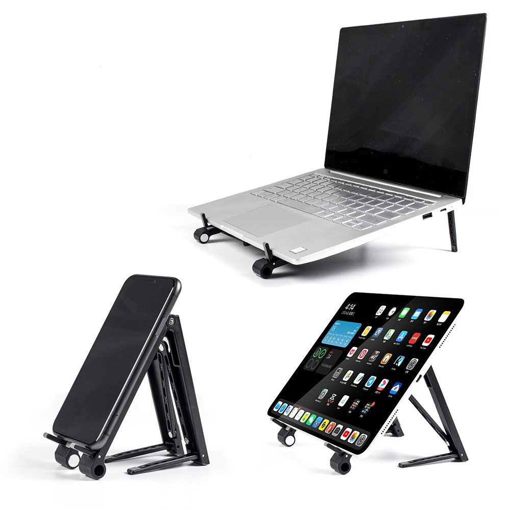 Suport/stand de birou Andowl Q-ZJ009, pentru laptop, tableta, telefon, pliabil, reglabil, negru
