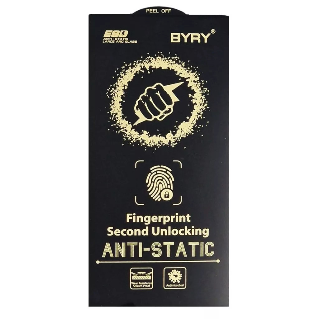 Folie sticla Samsung Galaxy S25, BYRY Antistatic ESD, deblocare amprenta, margini negre