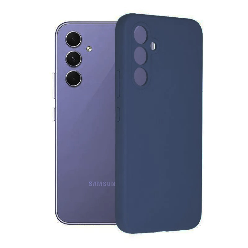 Husa Samsung Galaxy A16 5G, Luxury Silicone, protectie camera, catifea in interior, albastru inchis