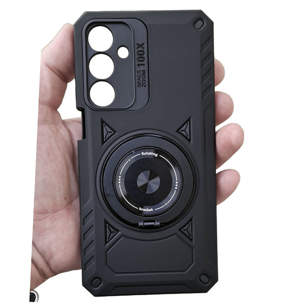 Husa Samsung Galaxy A14, Rotating Bracket, protectie camera, prindere magnetica, neagra
