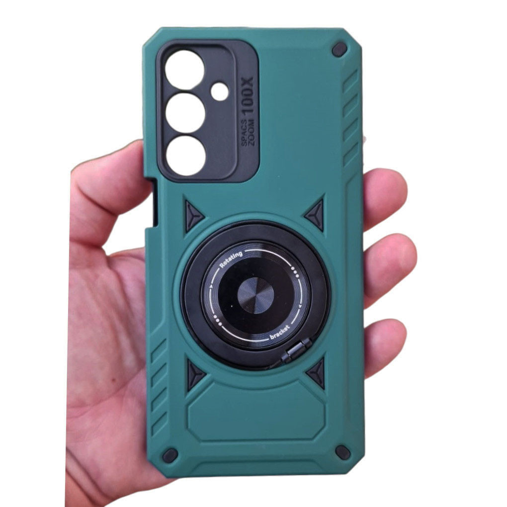 Husa Samsung Galaxy A25, Rotating Bracket, protectie camera, prindere magnetica, verde