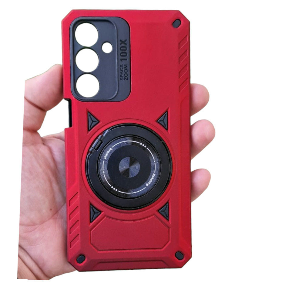 Husa Samsung Galaxy A35, Rotating Bracket, protectie camera, prindere magnetica, rosie