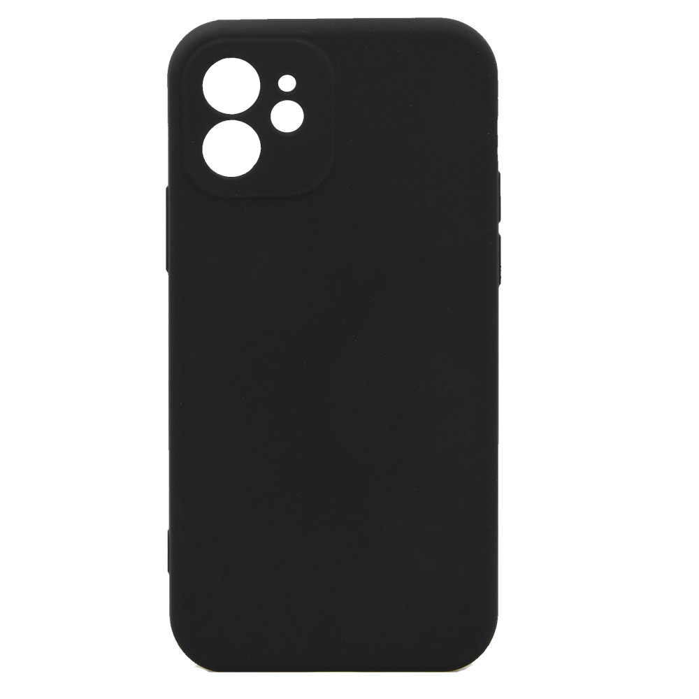 Husa Apple iPhone 12, Luxury Silicone, catifea in interior, protectie camere, negru