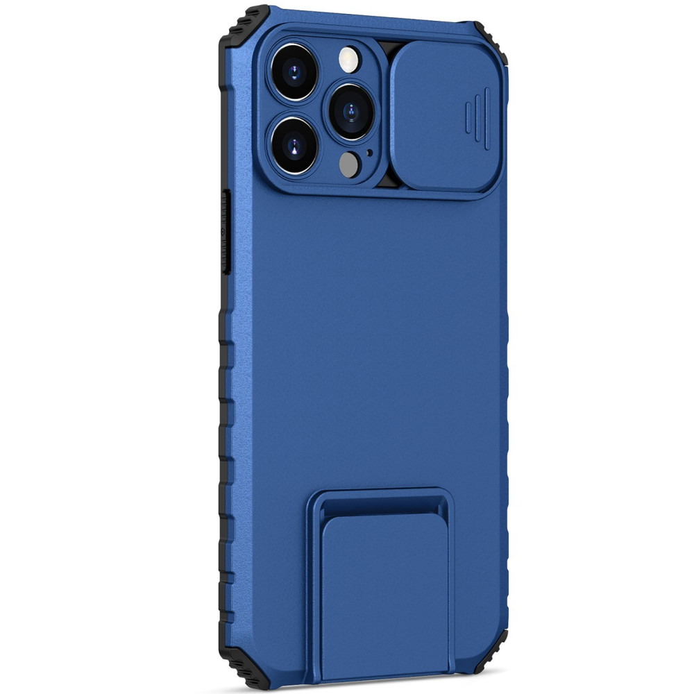 Husa Apple iPhone 12 Pro, Defender Camshield, stand expunere, protectie camera, albastra