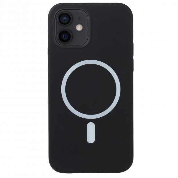 Husa Apple iPhone 14 Pro, Magsafe Silicone, microfibra, neagra