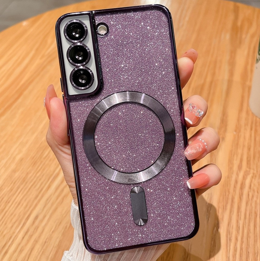 Husa Samsung Galaxy S24 Plus (S24+), Electroplating Magsafe Glitter TPU, protectii lentile camere, mov