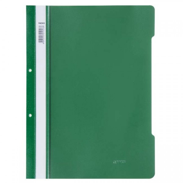 Dosar cu sina Noki, plastic, 2 perforatii pentru arhivare, eticheta interschimbabila pe cotor, verde