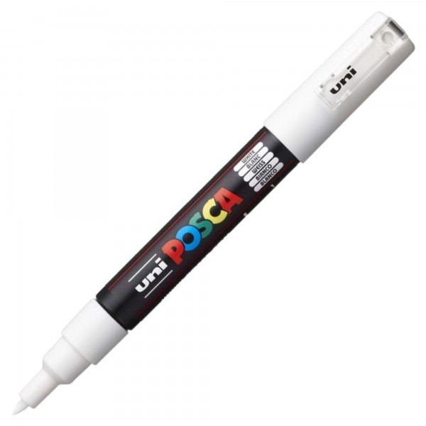 Marker UNI Posca PC-1M, varf rotund, 0.7mm alb