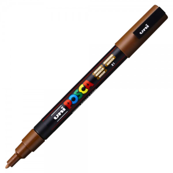 Marker UNI Posca maro PC-3M, varf rotund, 0.9-1.3mm