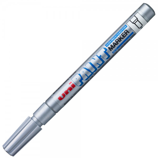 Marker cu vopsea UNI PX-21, varf rotund, 0.8-1.2mm, argintiu