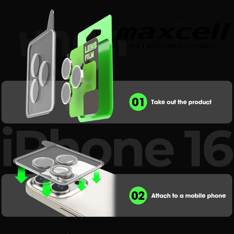 MX » Folie Camere » iPhone 16/16 Plus - Diamond, Lens KIT, Black