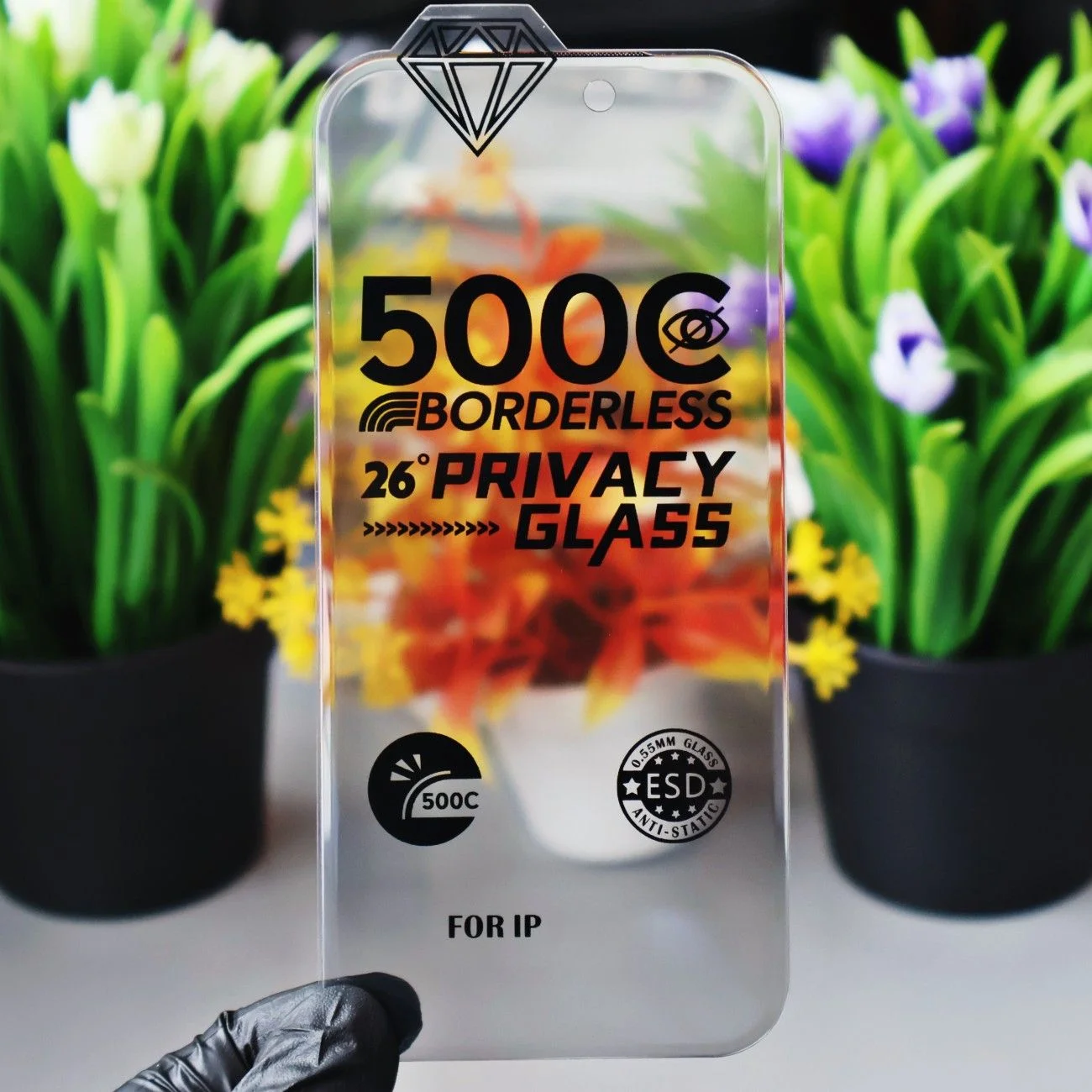 Folie de sticla Apple iPhone 17 Pro, 500C Borderless Privacy Glass, margini curbate